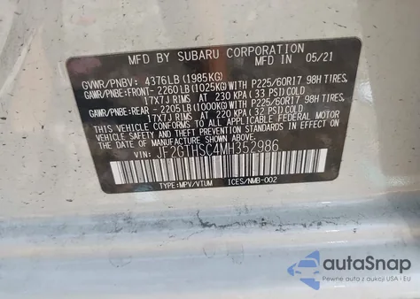 2021 Subaru Crosstrek Sport из США, поврежденный, VIN JF2GTHSC4MH352986